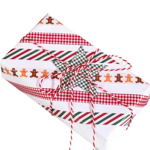 Christmas Series Tracing Paper Tape Gingerbread Man Plaid Pattern Decorative Stickers For Journal Scrapbook DIY Crafting Stationery Supplies
