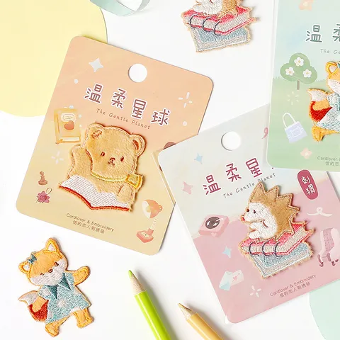Parches Impresos de Animales Dibujos Animados Pegatinas Decorativas de Tela Poliéster Para Ropa Diario Scrapbook DIY