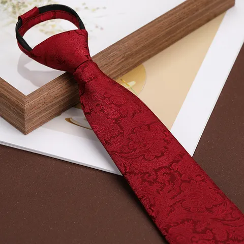 Men's Business Retro Zipper Tie British Style Jacquard Polyester Necktie For Wedding Party Formal Wear