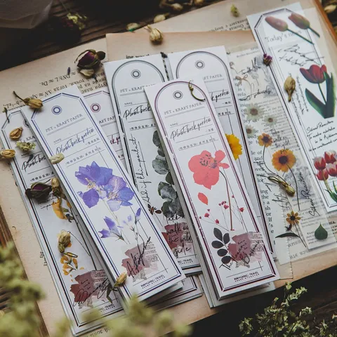 Vintage Botanical Floral Stationery Stickers Pack Matte PET Kraft Paper DIY Journal Decorative Scrapbooking Material Kit
