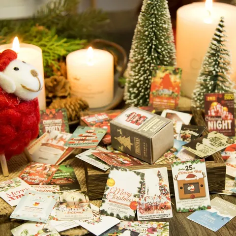 Retro Vintage Christmas Cardstock Memo Pads Card Collection Scrapbooking Journaling Material Backdrop Paper For Message Decoration Diy Holiday Gift