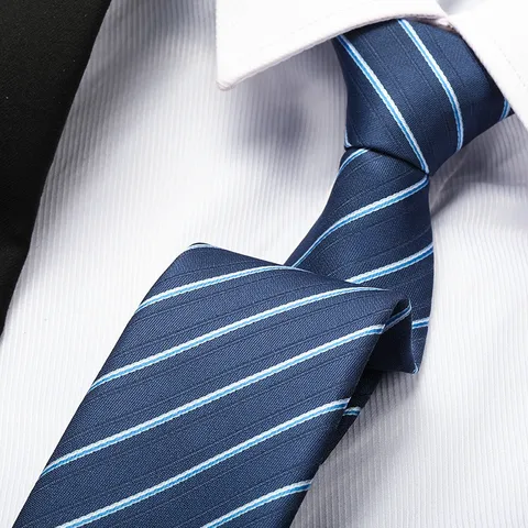 Men Women Business Formal Necktie Polyester Silk Zip On Pre Tied Striped Wedding Groom Neck Tie