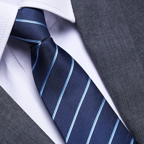 Men's Business Zipper Necktie Polyester Silk Solid Striped Paisley Formal Wedding Suit Neck Tie Fashion Accessory