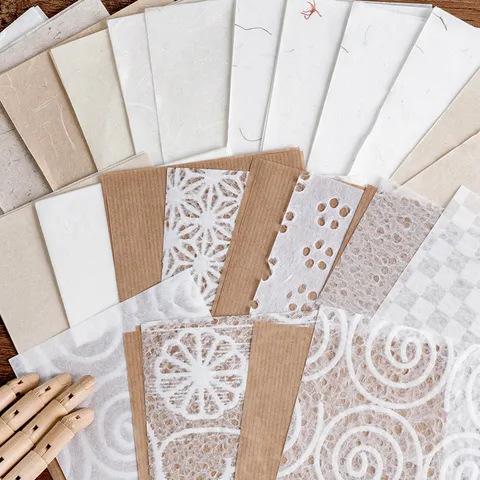 Vintage Handgemachtes Materialpapier Für Scrapbooking Collage DIY Kunsthandwerk Botanisch Floral Transluzentes Papier Deko