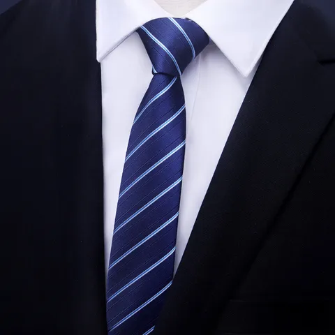 Narrow Blue Striped Hand Tied Necktie Classic Business Wedding Formal Neck Wear For Men And Women Fashion Accessories