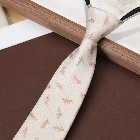 Men's Business Vintage Floral Jacquard Zipper Tie Formal Wedding Suit Necktie Professional Dress Neckwear