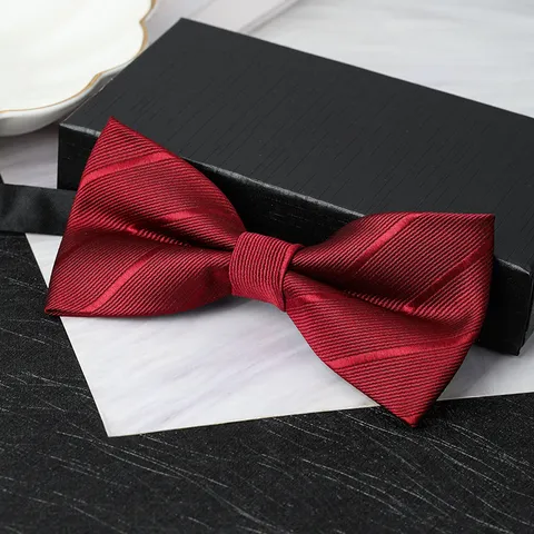 Men's Formal Bow Tie Classic Jacquard Stripe Wedding Business Suit Shirt Bowtie Neckwear