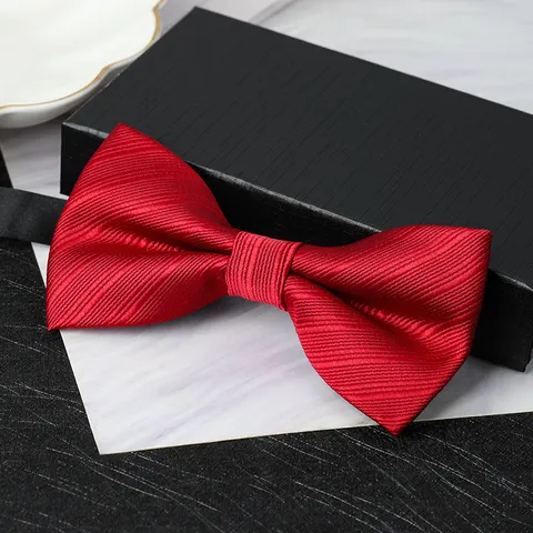 Men's Formal Bow Tie Classic Jacquard Stripe Wedding Business Suit Shirt Bowtie Neckwear