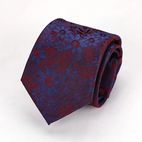 Vintage Retro Hong Kong Style Jacquard Necktie Polyester Silk Floral Pattern Business Casual Men Women Neck Tie