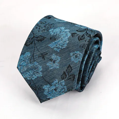 Vintage Retro Hong Kong Style Jacquard Necktie Polyester Silk Floral Pattern Business Casual Men Women Neck Tie