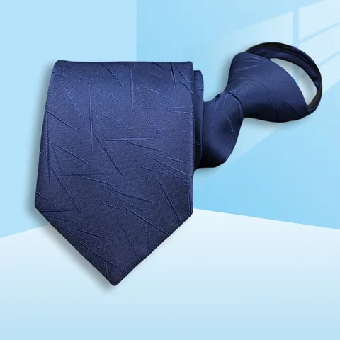 Men Women Business Zipper Necktie Blue Striped Formal Office Wedding Neck Tie Fashion Suit Neckwear