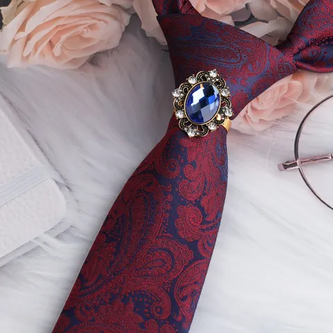 Herren Retro Business Krawattenklammer Strass Krawattenring Klassisches Paisley Krawatten Set Mode Anzug Brosche Schmuck Geschenk