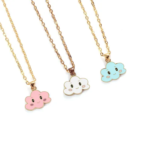 Cute Cartoon Smiley Cloud Milk Can Pendant Necklace Alloy Electroplated Choker Chain Adjustable Lobster Clasp Jewelry For Unisex