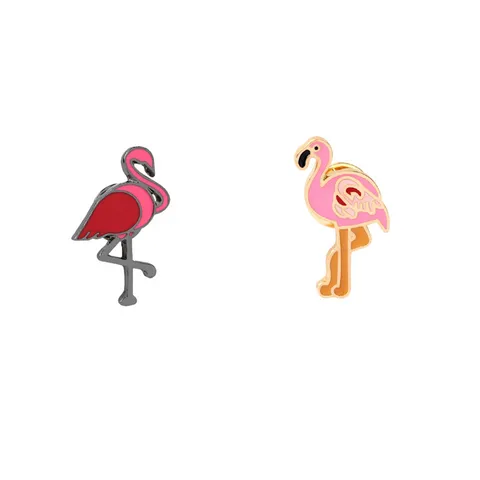 Fashion Enamel Alloy Flamingo Brooch Pin Cartoon Animal Badge Clothing Accessories For Unisex