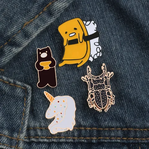 Kreative Cartoon Legierung Emaille Brosche Pin Süße Einhorn Käfer Bär Revers Abzeichen Mode Kleidung Hut Accessoire Schmuck Geschenk