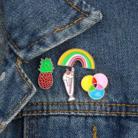 Cartoon Alloy Enamel Pineapple Rainbow Brooch Pins Cute Fruit Lapel Pin Badges For Clothing Backpack Kids Men Jewelry