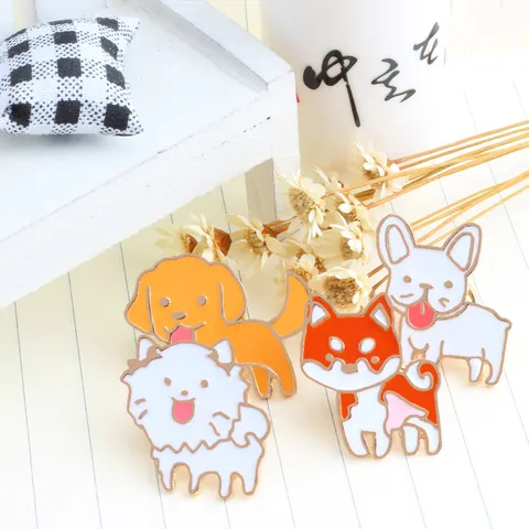 Süße Cartoon Tier Emaille Brosche Pin Legierung Hund Ausdruck Abzeichen Für Taschen Kleidung Revers Pin Süß Schmuck Für Freunde