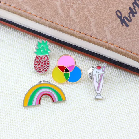 Cartoon Alloy Enamel Pineapple Rainbow Brooch Pins Cute Fruit Lapel Pin Badges For Clothing Backpack Kids Men Jewelry