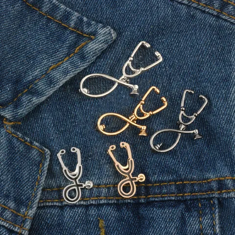 Retro Alloy Enamel Stethoscope Brooch Cute Medical Theme Badge Pin Clothes Hat Decoration Jewelry Gifts For Doctor Nurse Unisex