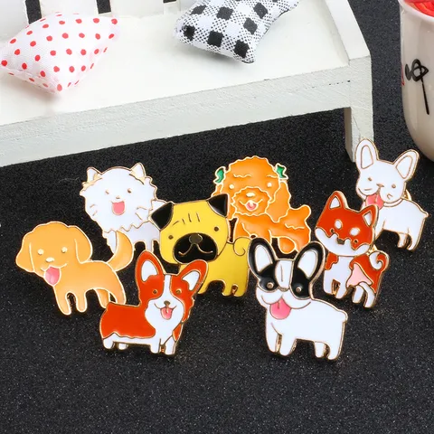 Süße Cartoon Tier Emaille Brosche Pin Legierung Hund Ausdruck Abzeichen Für Taschen Kleidung Revers Pin Süß Schmuck Für Freunde