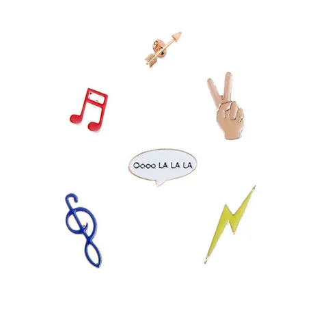 Creative Cartoon Enamel Brooch Pin Scissor Hand Note Lightning Arrow Alloy Badge Fun Colorful Jewelry Accessories For Clothes Bag