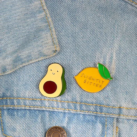 Cute Cartoon Cat In Box Avocado Lemon Bee Alloy Enamel Brooch Pin For Denim Jacket Backpack Shirt Student Kids Unisex Lapel Badge Jewelry Gift