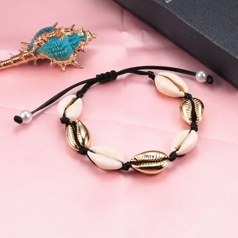 Bracciale Intrecciato a Mano con Conchiglie Bohémien Cavigliera da Spiaggia Regolabile Stile Etnico Hawaiano Gioielli con Conchiglie Naturali per Donna Uomo