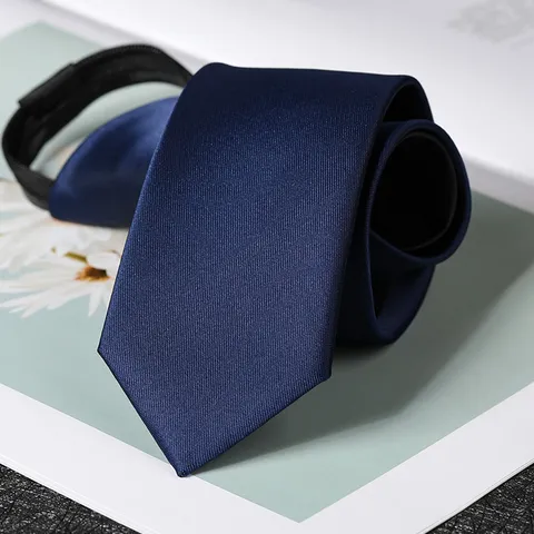 Cravatta con Cerniera Formale da Uomo d'Affari Tinta Unita Rigata Paisley Abito da Sposa Cravatta Facile da Indossare