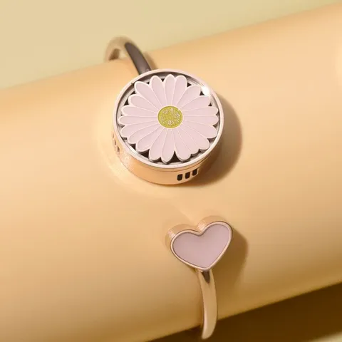 Fashion Stainless Steel Daisy Heart Open Bangle Bracelet Romantic Floral Pendant Necklace Hand Jewelry Accessory For Couples