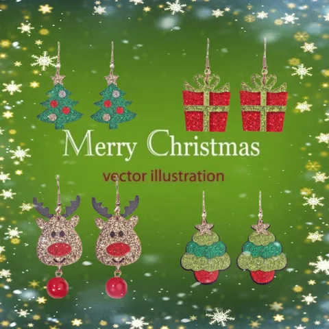 Cute Cartoon Christmas Tree Elk Gift Box Acrylic Earrings Creative Festive Party Drop Earrings Holiday Jewelry Gift For Women