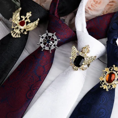 Herren Retro Business Krawatte Mit Strass Krawattenklammer Set Metall Krone Adler Dekorativ Krawatte Brosche Nadel Mode Anzug Zubehör