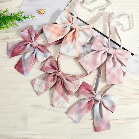 JK Japanese Style Plaid Bow Tie College Sailor Suit Shirt Accessories Women Fashion Ribbon Bowtie Decorative Neckwear