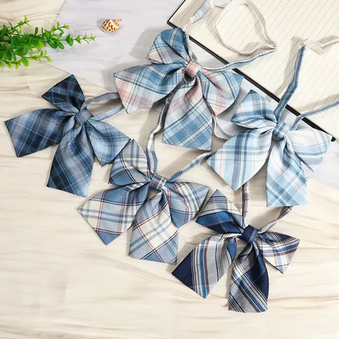 JK Japanese Style Plaid Bow Tie College Sailor Suit Shirt Accessories Women Fashion Ribbon Bowtie Decorative Neckwear