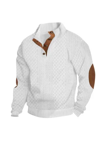 Hommes Décontracté Col Montant Manches Longues Jacquard Tricot Pull Slim Fit Mode Automne Hiver Top