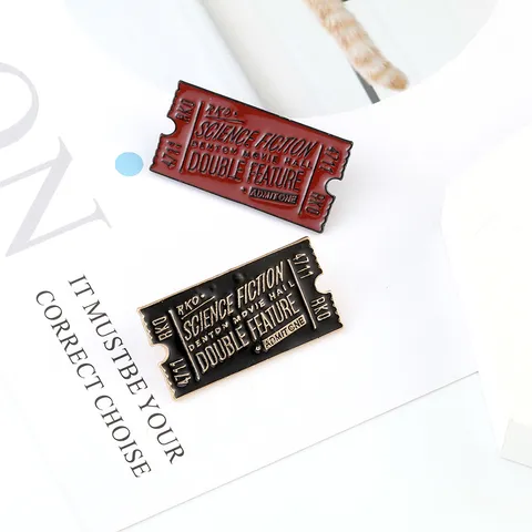 Broche de Entrada de Cine de Moda Creativa Insignia de Esmalte de Aleación Vintage Alfiler de Solapa Geométrico para Bolsos Camisa Sombrero Accesorios Unisex
