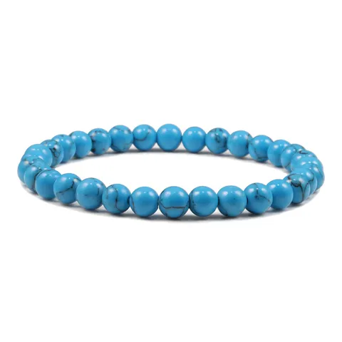 Bohemian Colorful Imitation Turquoise Glass Bead Bracelet For Men Women Buddha Style Yoga Jewelry Round Beads Elastic Hand Chain Gift