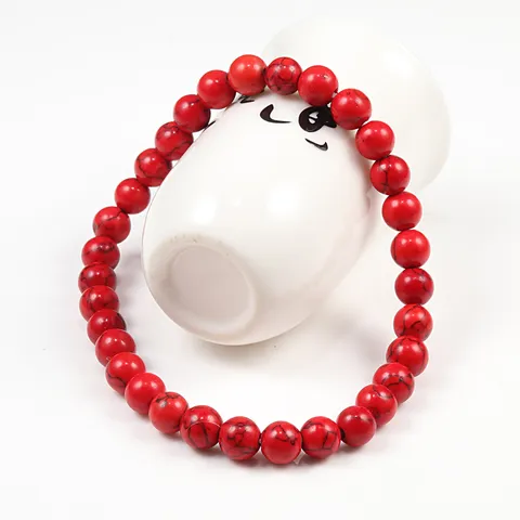 Bohemian Colorful Imitation Turquoise Glass Bead Bracelet For Men Women Buddha Style Yoga Jewelry Round Beads Elastic Hand Chain Gift