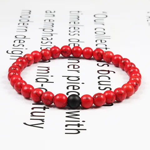 Bohemian Matte Black Frosted Beads Bracelet Set For Couples Unisex Natural Stone Turquoise Volcanic Lava Beaded Strand Bracelet Jewelry