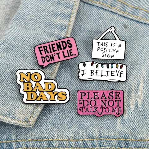 Creative Alloy Enamel Pin Speech Bubble English Letter Slogan Badge Brooch For Denim Jacket Backpack Clothing Unisex Jewelry Accessory