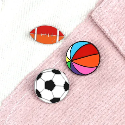 Mini Sports Enamel Brooch Pin Cute Alloy Football Basketball Rugby Badge Lapel Pin For Denim Jacket Backpack Student Decor Jewelry Gift