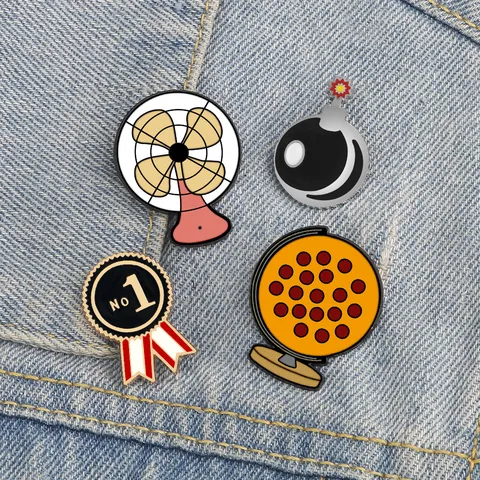 Broche en Émail d'Alliage de Dessin Animé Épinglette Amusant Ventilateur Électrique Médaille Badges pour Vêtements Sac à Dos Décor