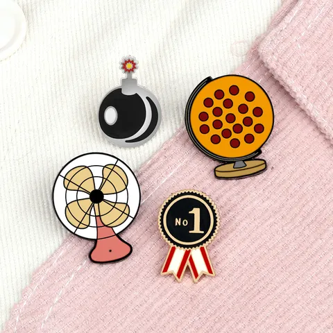 Broche en Émail d'Alliage de Dessin Animé Épinglette Amusant Ventilateur Électrique Médaille Badges pour Vêtements Sac à Dos Décor