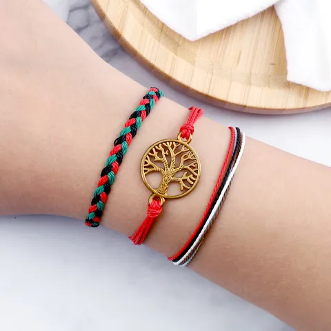 Etnische Handgemaakte Geweven Armband Verstelbaar Koord Legering Levensboom Golf Oneindigheidssymbool Charmes Sieraden Cadeau Voor Dames Heren