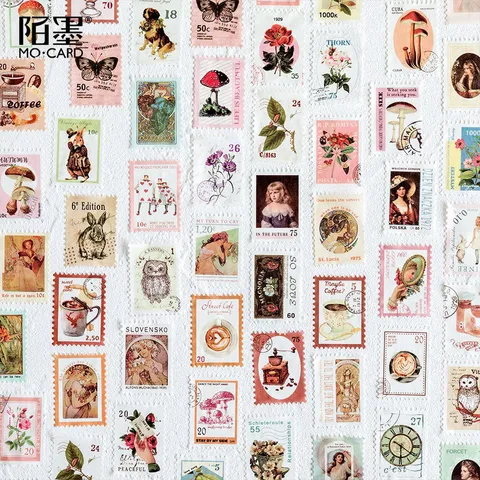 Vintage Washi Tape Postzegel Stijl Journal Decoratieve Tape Botanisch Bloemen Café Dagboek Scrapbooking Kantoorartikelen