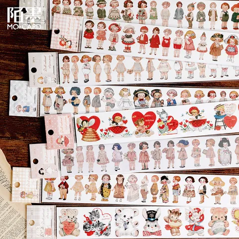 Rétro Poupée Cabinet Série Décoratif Washi Ruban Mignon Vintage Caractère Papier Masquage Ruban Journal DIY Artisanat
