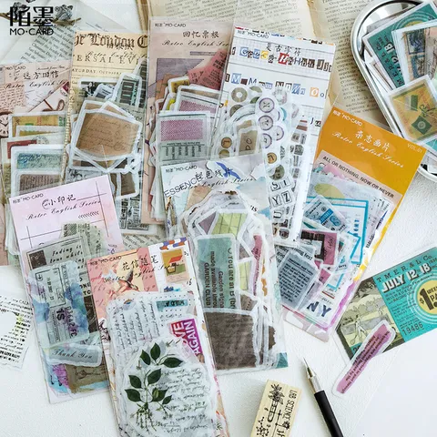 Vintage Inglés Serie Washi Pegatina Paquete Diario DIY Decorativo Manualidades Pegatinas Retro Carta Scrapbooking Suministros