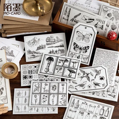 Vintage Botanisch Foam Stempel Set Journal DIY Decoratieve Rubber Stempels Retro Plant Vogel Ambacht Schrijfwaren
