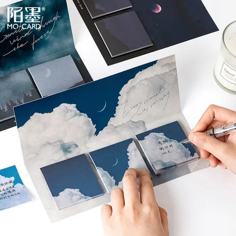 Serie de Cielo Estrellado Notas Adhesivas Bloc de Notas Estilo Ins Artístico Papelería Cuaderno de Papel para Oficina Escuela Uso Diario