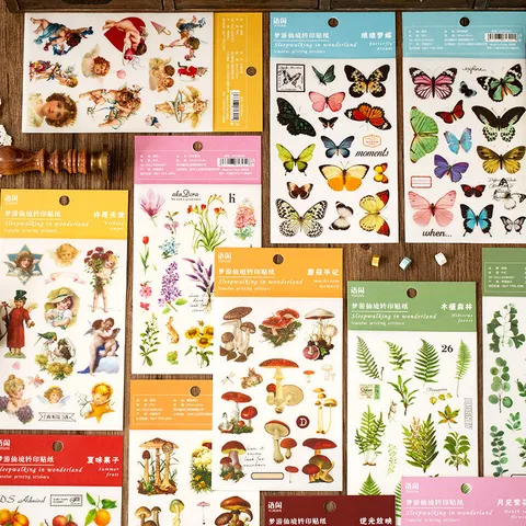 PVC Water Transfer Stickers Botanical Floral Retro Journal Diary DIY Decorative Craft Stickers