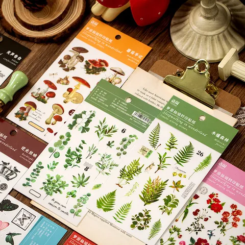 PVC Water Transfer Stickers Botanical Floral Retro Journal Diary DIY Decorative Craft Stickers
